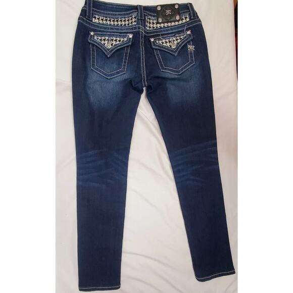 Miss Me Jeans 29 Mid Rise Skinny Houndstooth Sequin Y2k Embroidered Womens Size - Picture 4 of 9